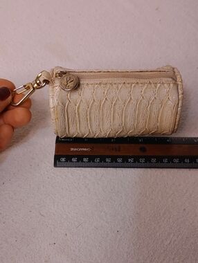 Lancome Beige Faux snake Skin Coin Purse W Clasp